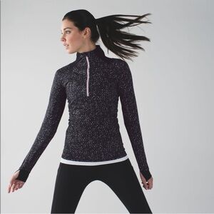 Lululemon Go The Distance 1/2 zip butterfly texture mink berry black